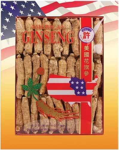 Vista 5 de Hsu's SKU 0130-4 Caja de raíces de ginseng americano de Wisconsin medio corto extra grande de 4 onzas para té, sopa y regalos, premium, sin OMG, sin