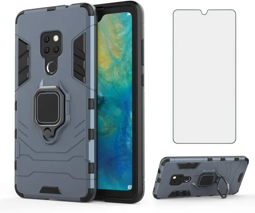 Vista 11 de Funda para Huawei Mate 20 con protector de pantalla de vidrio templado y soporte magnético para anillo con soporte, accesorios delgados para celdas
