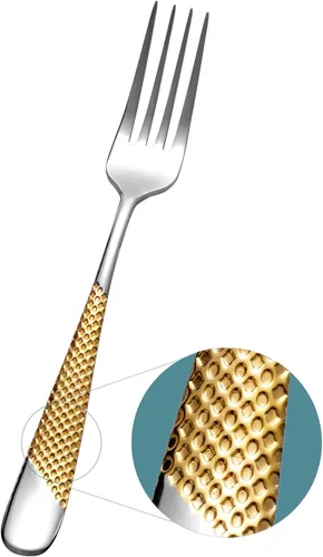 Vista 2 de Xideman® Juego de tenedores martillados prémium (8.1 pulgadas), cubiertos de tenedores de acero inoxidable 18/10, 6 tenedores de metal