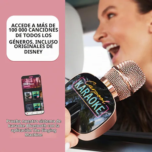 Vista 5 de Máquina de Karaoke para Compartir Viaje para Niños y Adultos, Micrófono de Karaoke Inalámbrico y Bluetooth Carpool Karaoke The Mic 2.0 - con Efectos