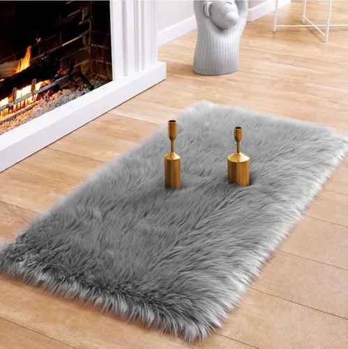 Vista 40 de Ciicool Alfombras de Piel de Oveja Sintética Suaves Alfombra de Piel Sintética Suave Beige Alfombra Esponjosa Funda para Silla y Sofá Alfombra