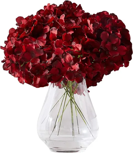 Vista 48 de Flores de hortensias artificiales rosa polvoriento, 10 cabezas de flores de seda de hortensia falsas para centros de mesa de boda, ramos de 10