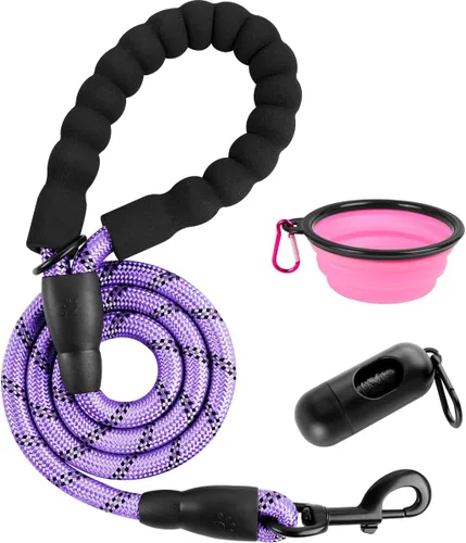 Vista 23 de BARKBAY - Correas para perros grandes, resistentes, de 4/5/6 pies, con cómoda asa acolchada y hilos altamente reflectantes para perros medianos