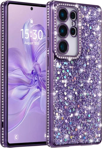 Vista 9 de FABSPARK Funda para Samsung Galaxy S22, Cristal Brillante Diamante Pedrería Lentejuela Brilloso Reluciente Espumoso Brillante Lujoso Galvanizado