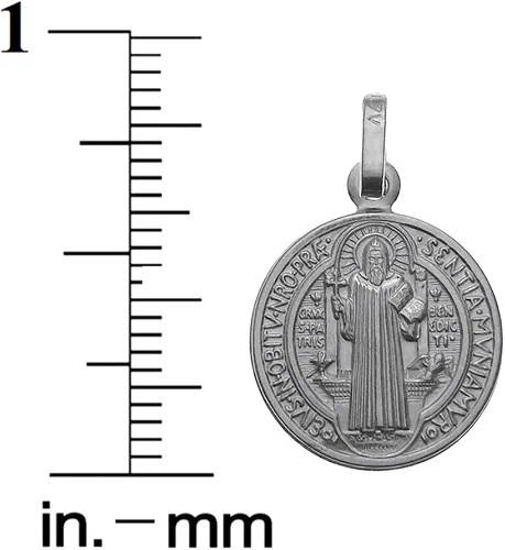 Vista 3 de Plata de ley 925Saint Benedict Encanto Colgante, fabricado en Italia, 15mm de diámetro