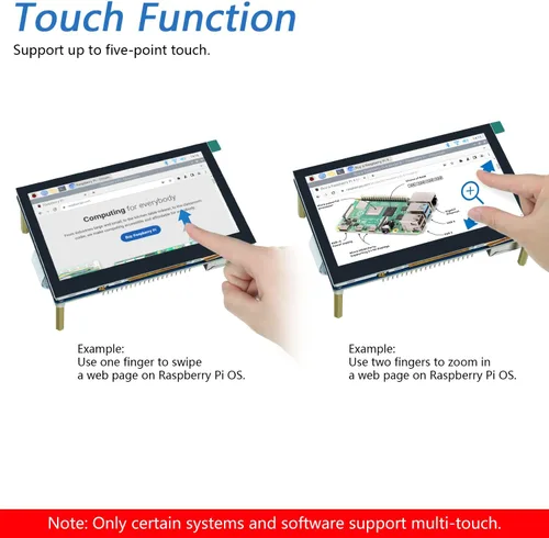 Vista 3 de FREENOVE Monitor de pantalla táctil de 4.3 pulgadas para Raspberry Pi 5 4 B 3 B+ A+, pantalla IPS de 800 x 480 píxeles, pantalla capacitiva táctil