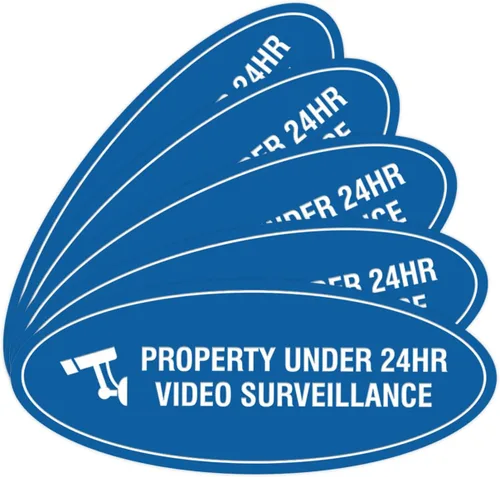 Vista 9 de Cartel de vigilancia oval PROPERTY UNDER 24HR - Negro - Pequeño (1 paquete)