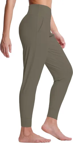 Vista 4 de Dragon Fit - Pantalones deportivos para mujer, con bolsillos, cónicos, de tiro alto, para yoga, entrenar, descansar