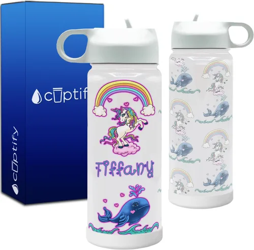 Vista 10 de Cuptify Botella de agua personalizada de unicornio con tapa y funda protectora de silicona, regalo personalizado para niñas que creen en la magia