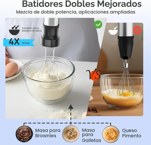 Vista 7 de Consciot 4 en 1 licuadora de inmersión de mano Max 1100W, varilla con cable emulsificadora con eje de licuadora entero de acero inoxidable, control