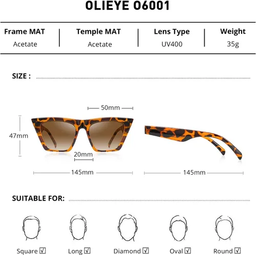 Vista 2 de Gafas de sol de ojo de gato cuadrado vintage mujeres moda pequeña cateye gafas de sol