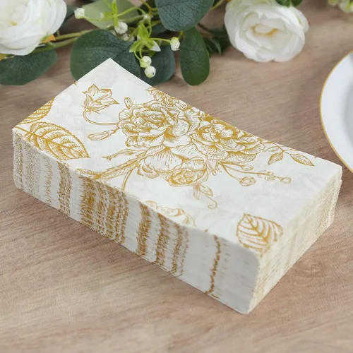 Vista 21 de Efavormart - Paquete de 20 servilletas de papel con estampado de hojas de eucalipto verde con una textura suave de 2 capas absorbente para bodas