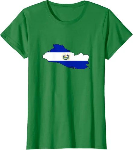 Vista 25 de Camiseta de El Salvador Country Outline on Flag