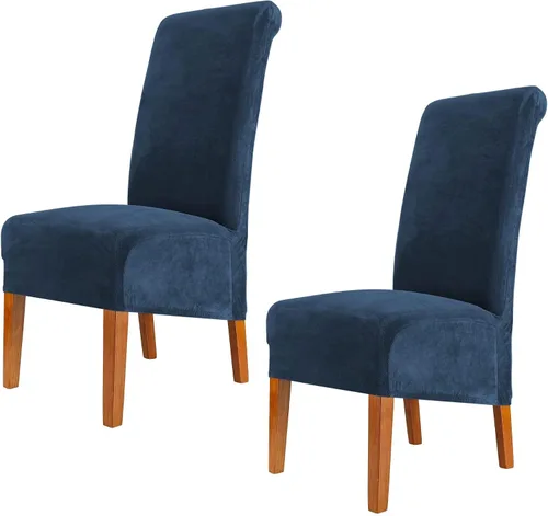 Vista 43 de Fundas elásticas para sillas de comedor, fundas protectoras de asiento extraíbles de terciopelo suave para sillas Parson (2, beige)