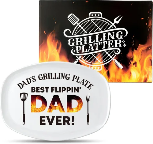 Vista 14 de R HORSE Plato de Parrilla para Papá Regalo Papá BBQ Bandeja de Servir Plato Platos Blancos Ovalados Platos de Servir Abuelo Papá Navidad Año Nuevo