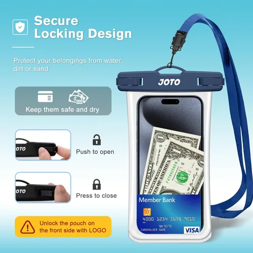 Vista 7 de JOTO Funda impermeable para teléfono celular, bolsa seca transparente subacuática compatible con iPhone 13, 12, 11 Pro Max, XS, XR X 8, 7, 6S, azul