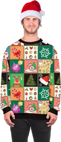 Vista 3 de ALBIZIA sudadera unisex con cuello redondo y estampado de animales, suéter feo de Navidad