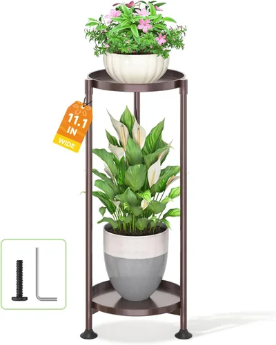 Vista 19 de LASZOLA Soporte plegable para plantas de interior de 7 niveles para múltiples macetas grandes, estante ajustable alto y resistente con bandeja de 10