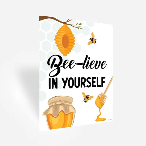 Vista 3 de Decorably 15 carteles de bienvenida con temática de abejas para aulas, escuela primaria, secundaria, inspirador, laminado mate con diseño vibrante