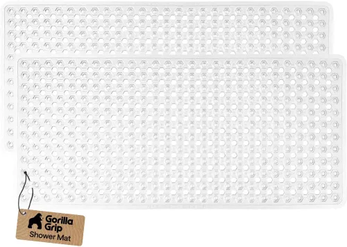 Vista 16 de GORILLA GRIP - Alfombrilla patentada cuadrada para cabina de ducha, alfombrillas pequeñas para el piso de la bañera para duchas de pie, ventosas