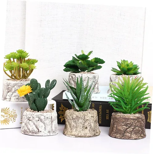 Vista 8 de 1 juego de plantas de imitación delicado diseño de simulación para oficina en casa y decoración de centros comerciales, piedra loto pequeño lirio