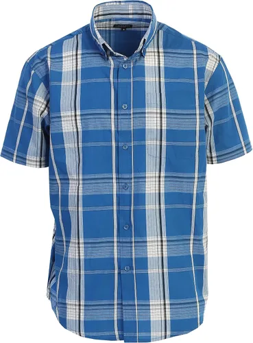 Vista 13 de Gioberti Men's Casual Plaid Button Down Short Sleeve Shirt 1162 - Royal / Negro / Gris