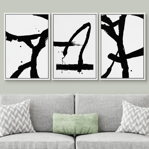 Vista 526 de SIGNWIN Lienzo enmarcado para pared, juego de arte pastel con cadena montañosa, bosque, niebla, naturaleza silvestre, ilustraciones modernas, arte