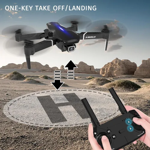Vista 8 de X9 4K GPS Drone con cámara para adultos principiantes, cuadricóptero FPV RC plegable, posicionamiento de flujo óptico, retorno automático, sígueme