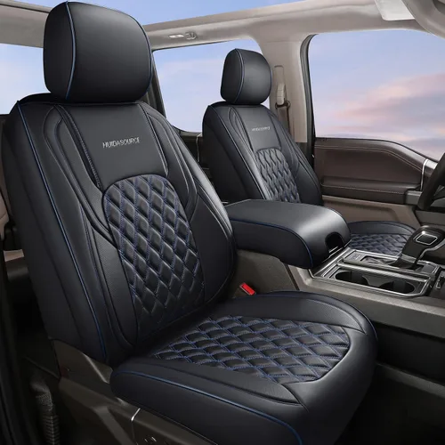 Vista 11 de Huidasource - Funda personalizada para asientos de automóvil, de cuero, impermeable, protector de cojines de asiento delanteros y traseros
