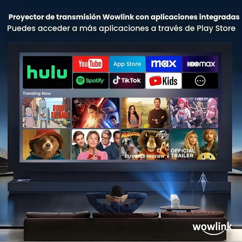 Vista 3 de [Enfoque automático y aplicaciones nativas y integradas de 1080P Proyector compatible con WiFi 6 Bluetooth 5.4 Mini proyector portátil compatible