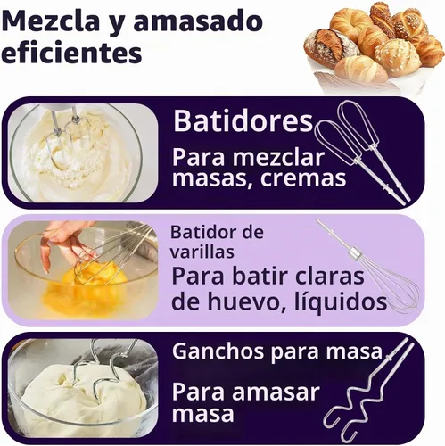Vista 5 de 5 accesorios para batidora de mano, batidores profesionales de repuesto para batidoras de mano, ganchos de batidor y masa, batidores de repuesto