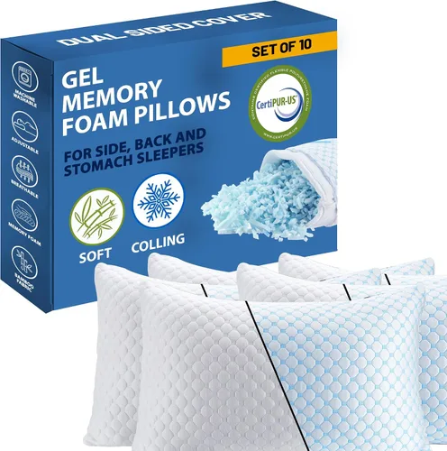 Vista 7 de Greaton, Almohada para dormir de espuma viscoelástica de gel, alivio de presión para cuello y hombros, altura ajustable, funda transpirable