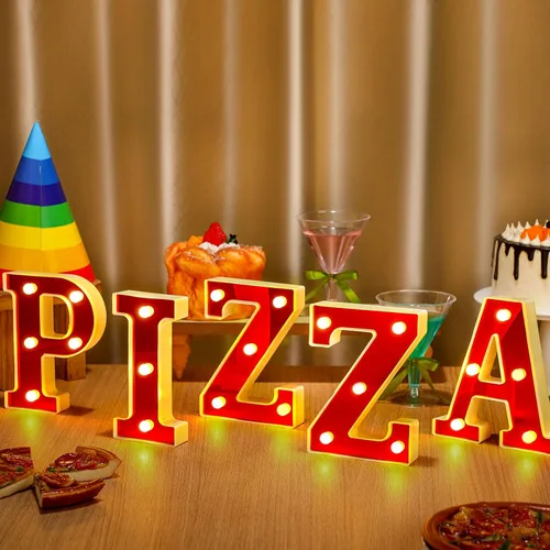 Vista 7 de Aurelema Casino 6.3" Letras de cartel de noche de cine para fiestas, cartel de luz de marquesina alimentado por batería, luces LED de letras