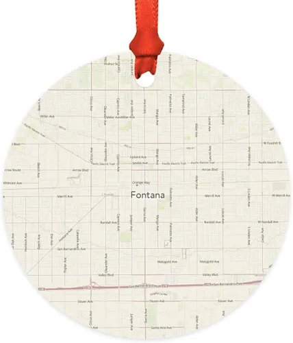 Vista 22 de Andaz Press Mapa de la ciudad de Estados Unidos redondo de madera natural MDF ornamento de Navidad, Akron, Ohio Vintage Mapa, 1 paquete, larga