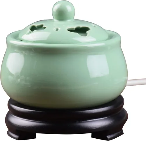 Vista 13 de Quemador de incienso eléctrico con temporizador, quemador de fragancia de cerámica de temperatura ajustable, difusor de aceite perfumado de resina