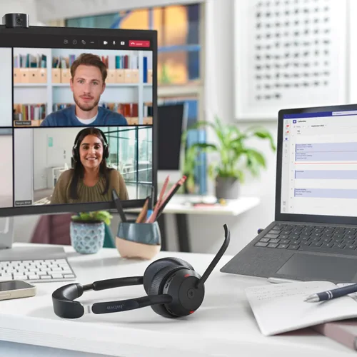 Vista 2 de Jabra Evolve2 55 Stereo - Auriculares inalámbricos con tecnología AirComfort, micrófonos con cancelación de ruido y cancelación activa de ruido