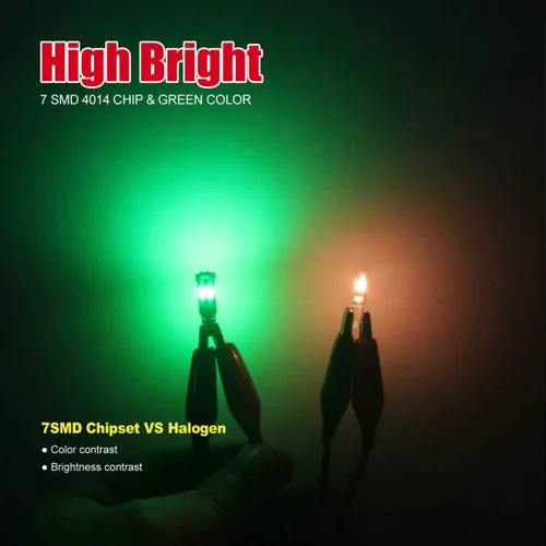 Vista 6 de Bombilla LED Verde de Alto Brillo T5 37 74 PC74 PC37 con Enchufe de Bloqueo Giratoria para Luz de Clúster de Panel de Instrumentos, Luz de Mapa