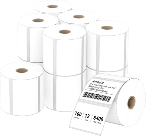Vista 14 de Etiqueta térmica directa de 2 x 1 pulgadas, papel para códigos de barras, franqueo, dirección, perforada y compatible con impresoras Rollo, Zebra