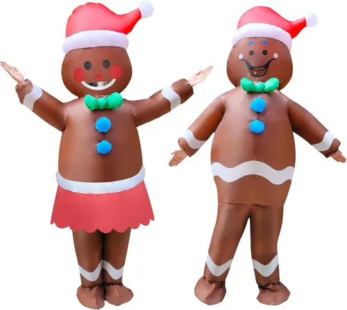 Vista 5 de Paquete de 2 divertidos disfraces inflables de Navidad para cosplay, traje inflable para adultos, Halloween, carnaval, fiestas