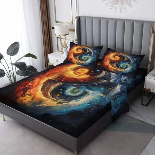Vista 8 de Galaxy Sheets - Juego de sábanas de tamaño individual, sábanas de microfibra suave con bolsillo profundo y estampado sin arrugas, 1 sábana bajera, 1