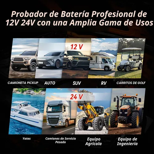 Vista 8 de KONNWEI Probador de batería de coche con impresora, 12 V 24 V Probador de carga de batería automotriz 10-2000CCA, prueba de arranque y carga