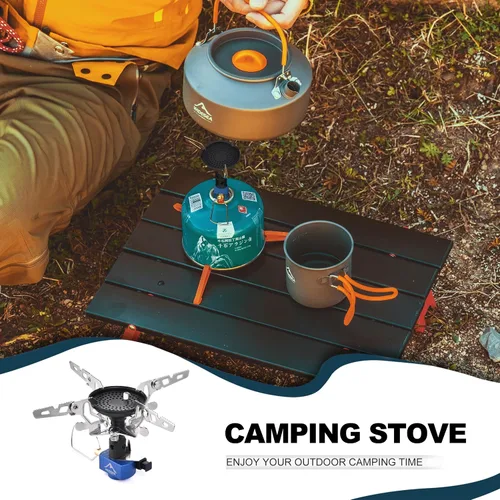 Vista 7 de Widesea Estufa de mochilero 3300W Estufa de camping Quemador de gas portátil con Iginitor Mini Ultraligero Equipo de senderismo Equipo al aire libre