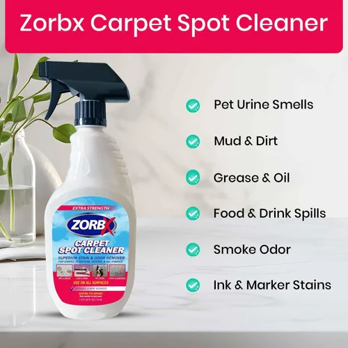 Vista 8 de ZORBX Spray removedor de olores y manchas de alfombras de 24 onzas, complemento perfecto para suministros de limpieza, limpiador de manchas