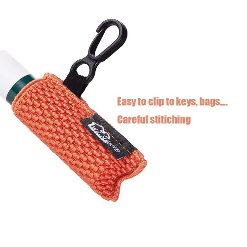 Vista 2 de WK IEASON Llavero para bálsamo labial, 5 unidades, clip negro en lápiz labial, fundas para llavero, bolsa de punto apretado, soporte elástico