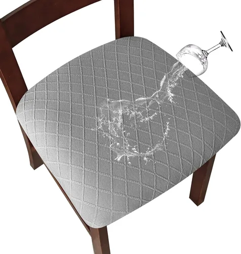 Vista 15 de Fundas de asiento impermeables para sillas de comedor, fundas para sillas de comedor y cocina (beige, 2 piezas) Jacquard Removable Machine