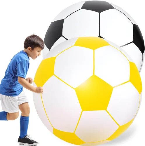 Vista 8 de Lewtemi 2 pelotas de fútbol inflables gigantes de 40 pulgadas, globos de playa grandes y enormes globos de fútbol, deporte, fiesta de cumpleaños