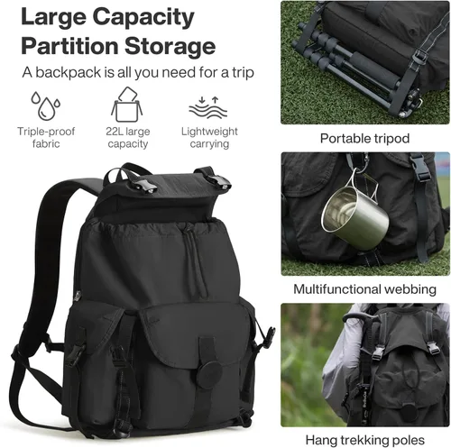 Vista 2 de Mochila de viaje mixi, mochila de cabina, mochila para laptop, aprobada para vuelos, mochila ligera para senderismo, mochila de negocios al aire