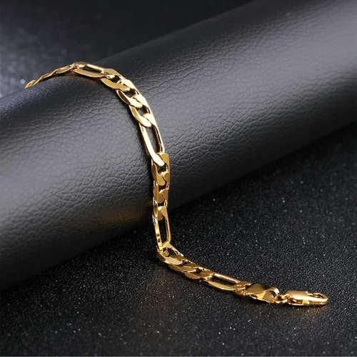 Vista 3 de Pulsera minimalista para hombres y mujeres cadena de platinos X plata de 018 pulgadas o pulsera para hombres de 18 quilates 87in de oro joyería