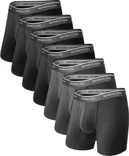 Vista 10 de BAMBOO COOL Calzoncillos tipo bóxer transpirables para hombre con bragueta que absorbe la humedad, ropa interior ligera, paquete de 7