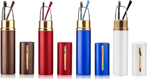 Vista 8 de Lentes de lectura ultra pequeños para hombres y mujeres, lectores de bolsillo delgados con clip para bolígrafo, carcasa de metal, bisagra